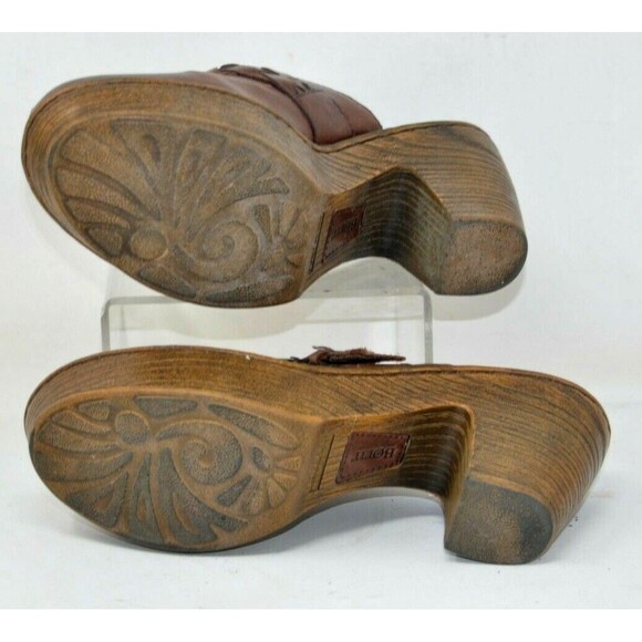 BORN b.o.c. Brown Leather Slip On Mules Clogs Women’s 9 / 40.5 Boho - Picture 7 of 7
